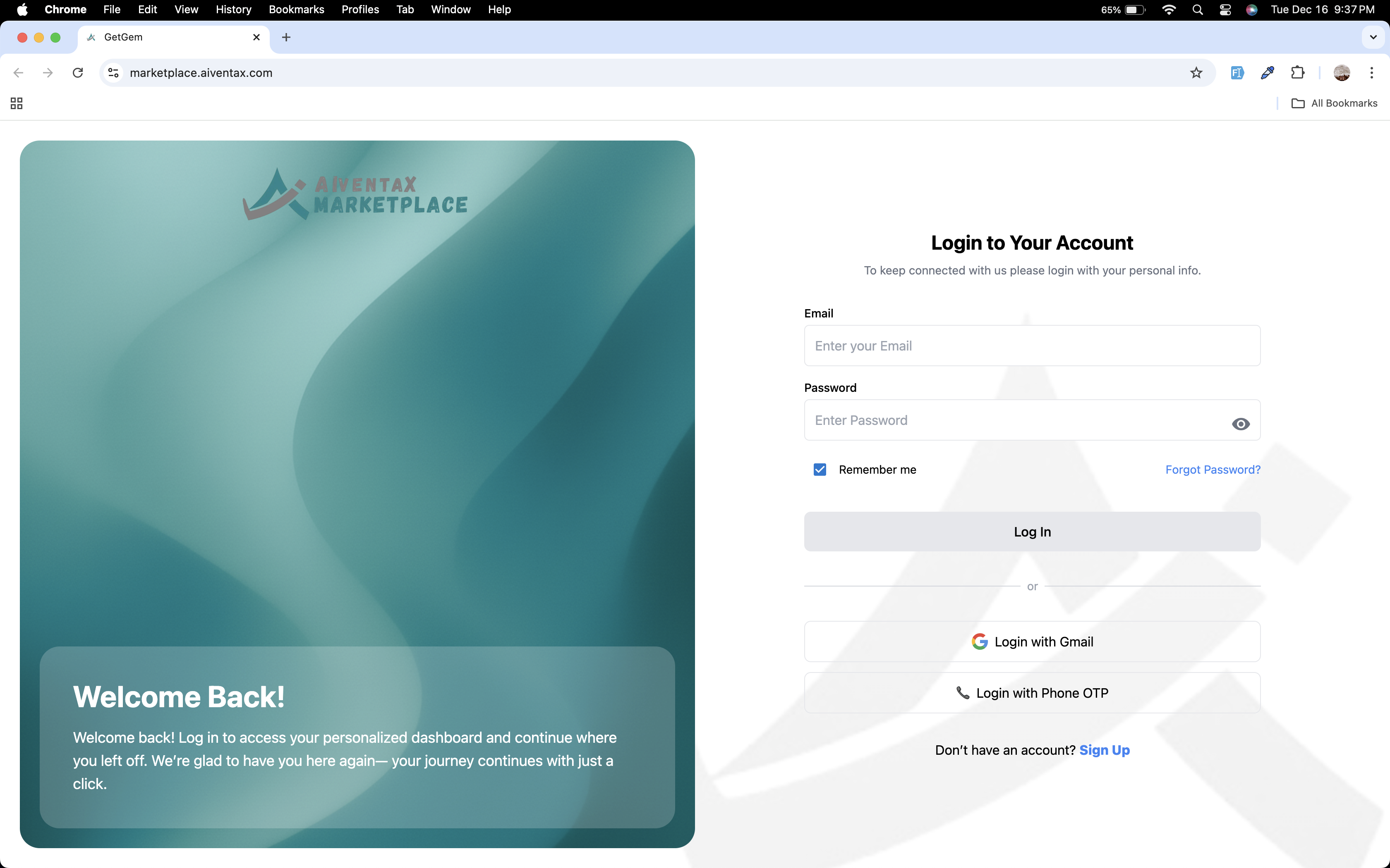 Authentication & Identity screen