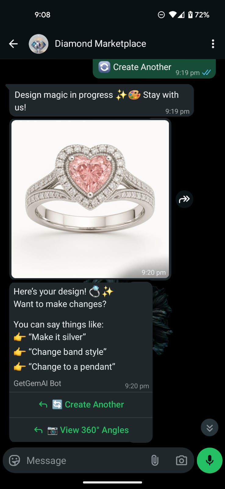 Custom jewelry design preview