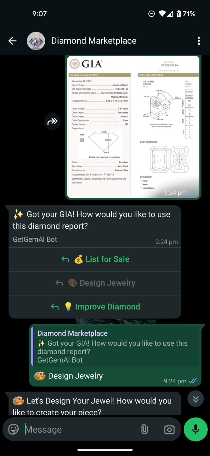 Custom jewelry design preview