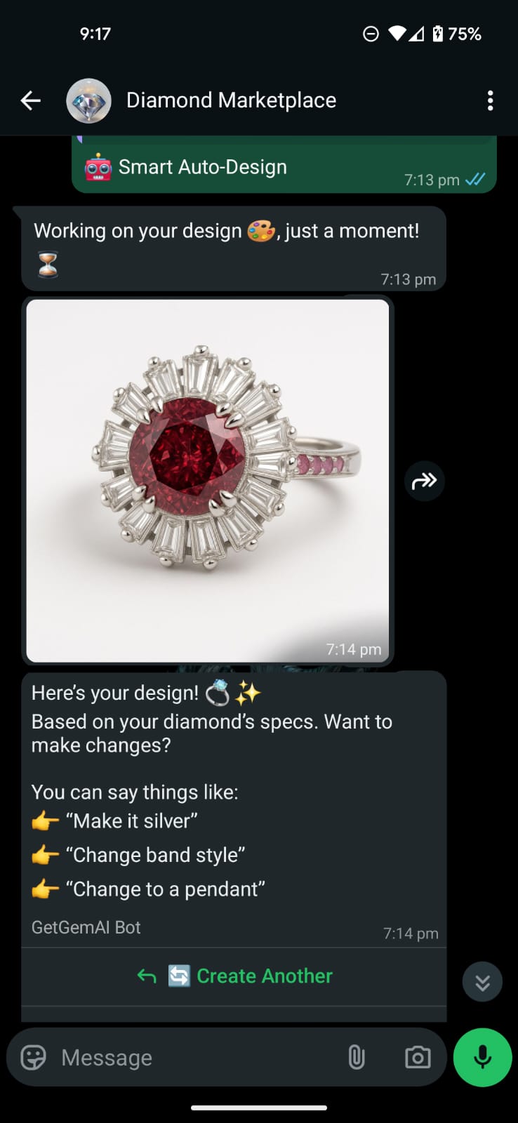 Custom jewelry design preview