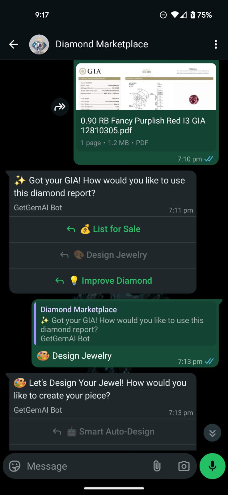 Custom jewelry design preview