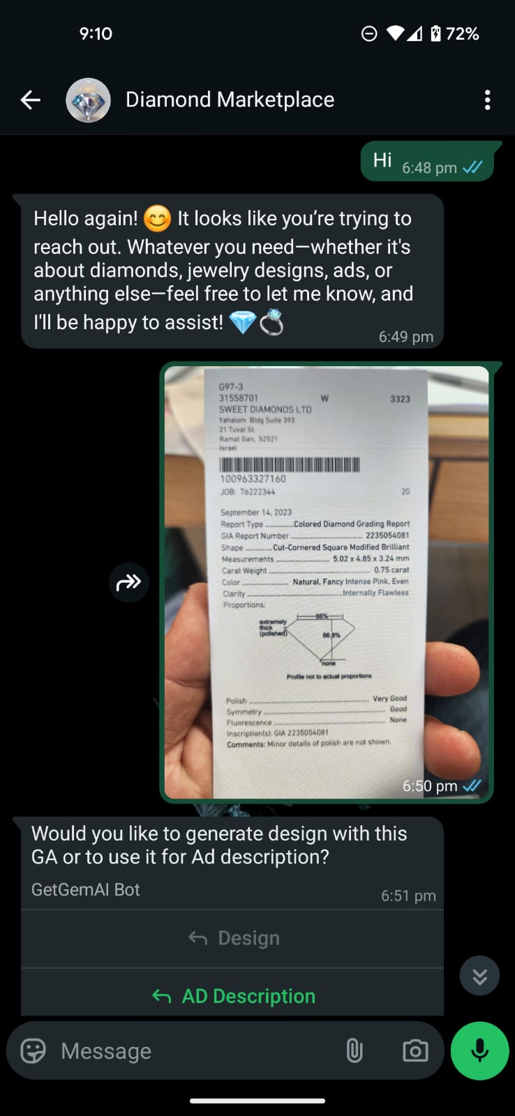 Custom jewelry design preview